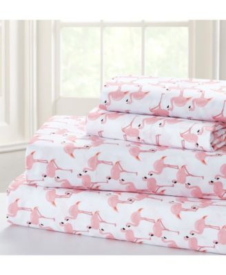 Seaside Resort Printed Sheet Sets Bedding In Pink