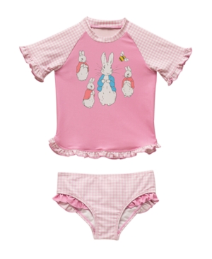 Beatrix Potter Toddler Girls Gingham Print Rash Guard Two Piece Swimsuit