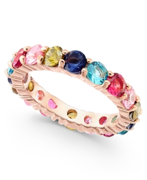 image of Charter Club Rose Gold-Tone Multicolor Crystal Ring, Created for Macy-s