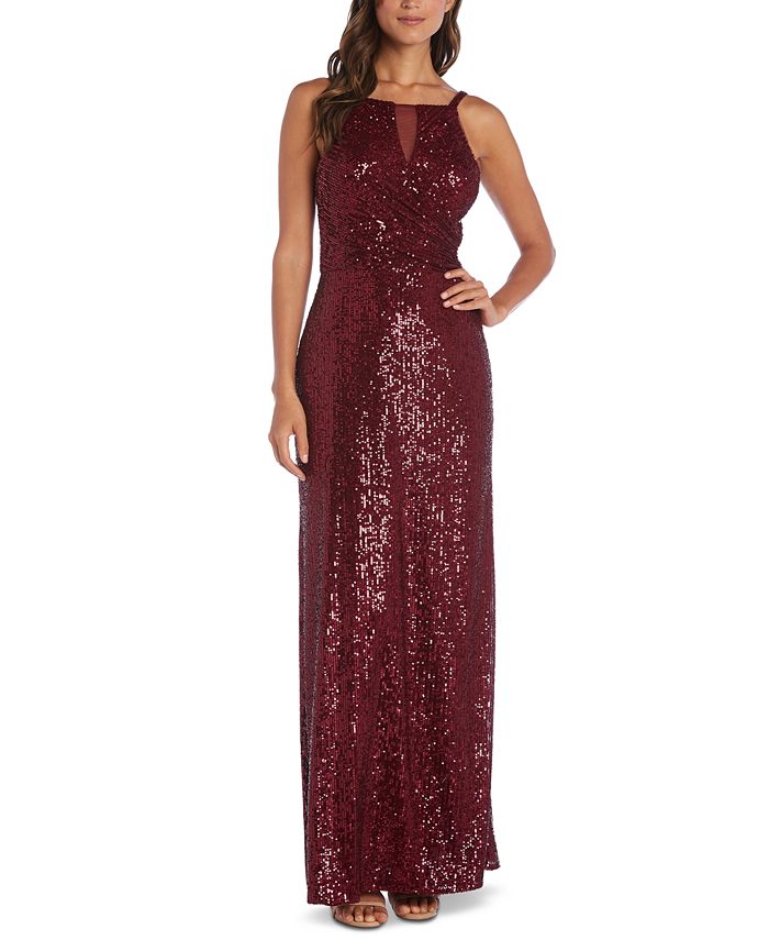 Nightway Sequin Crossover Gown - Macy's