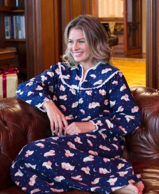 Lanz Of Salzburg Women's Long Sleeve Flannel Nightgown - Cozy Cotton Gown With Peter Pan Collar & Lace Trim - View #9