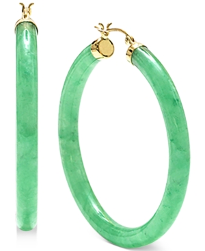 image of Dyed Jade (45mm) Medium Hoop Earrings in 14k Gold-Plated Sterling Silver, 1.77