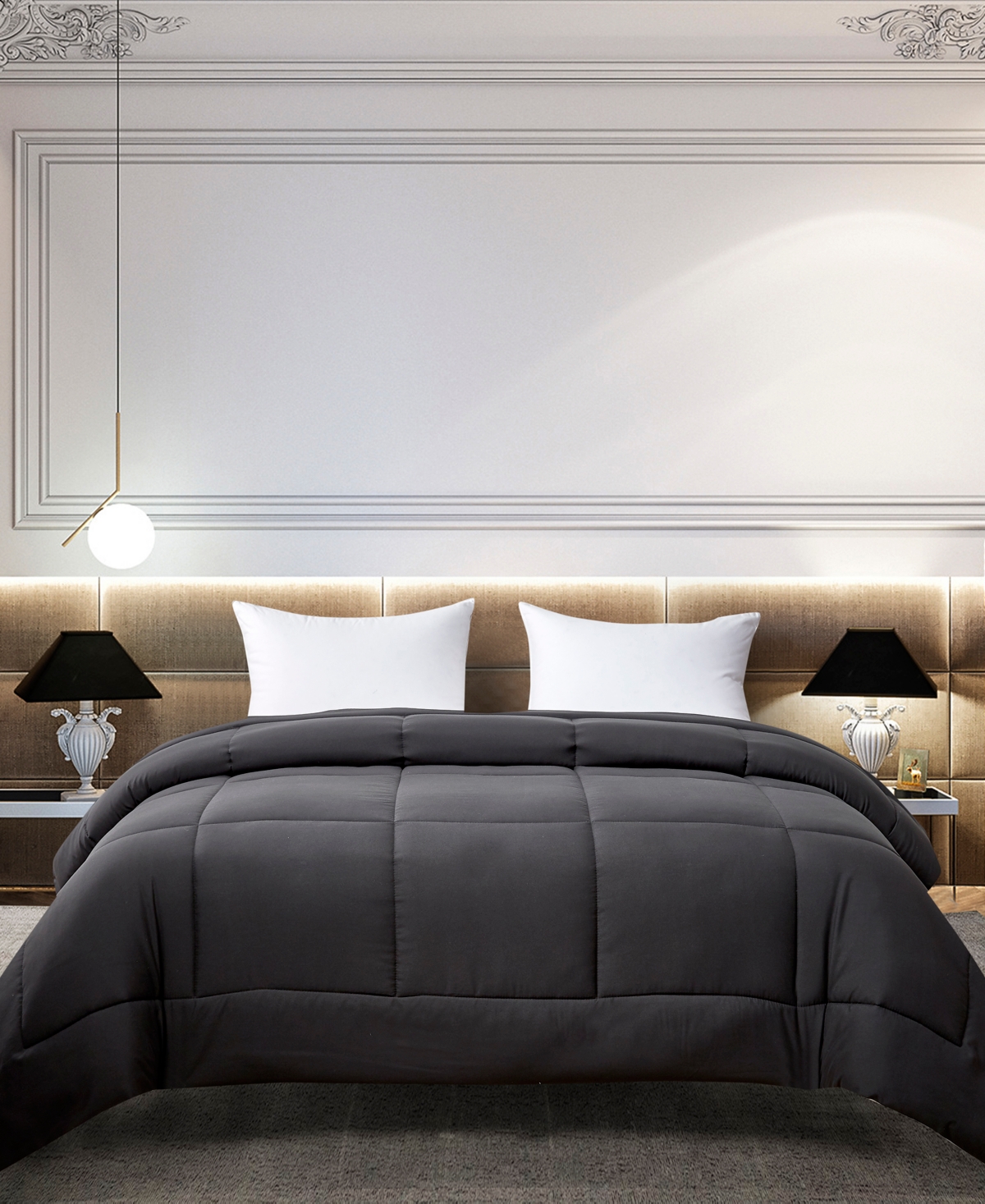 Royal Luxe Reversible Down Alternative Comforter, Full/queen, Exclusively At Macy's In Black,platinum