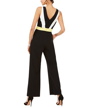 Vince Camuto V-Neck Colorblocked Jumpsuit - Macy's