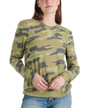 image of Lucky Brand Printed Puff-Sleeve Cotton T-Shirt