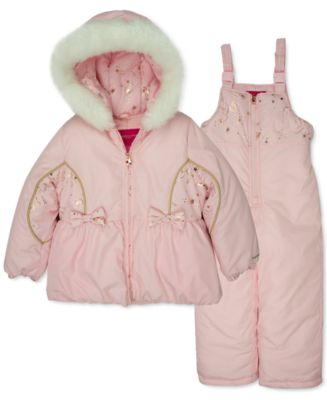 London Fog Toddler Little Girls 2 Pc. Jacket Bib Snow Suit