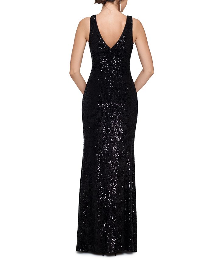 XSCAPE Sequinned V-Neck Gown - Macy's