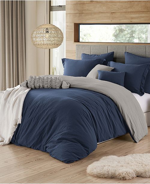 Cathay Home Inc Ultra Soft Reversible Crinkle Duvet Cover Set