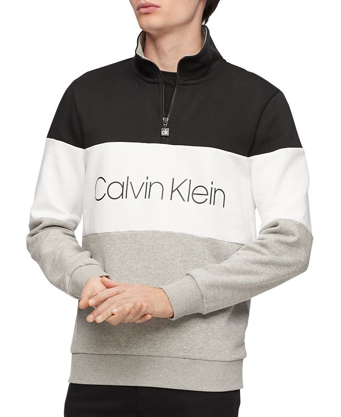 Calvin Klein Men's Quarter-Zip Colorblocked Sweatshirt & Reviews - Hoodies  & Sweatshirts - Men - Macy's