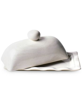 Coton Colors - Signature White Ruffle Domed Butter Dish