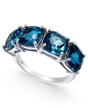 image of Blue Topaz (7-3/8 c.t. t.w.) Four-Stone Ring in Sterling Silver