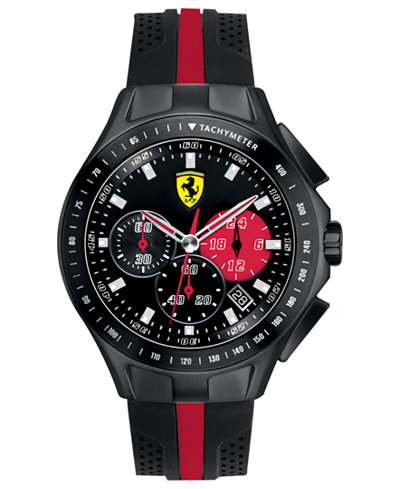 Scuderia Ferrari Watch, Men's Chronograph Race Day Black and Red Silicone Strap 44mm 830023