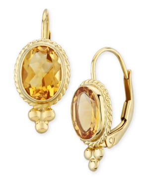 image of Gemstone Twist Gallery Drop Earring in 14k Yellow Gold Available in Amethyst, Blue Topaz, Citrine, Garnet or Peridot