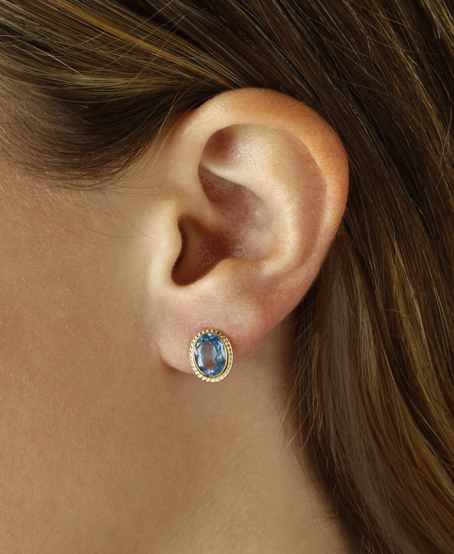 Gemstone Twist Gallery Stud Earring Set in 14k Gold