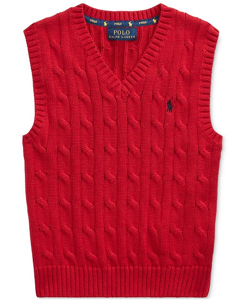 Polo Ralph Lauren Litte Boys Cable Knit Cotton Sweater Vest Reviews Sweaters Kids Macy S