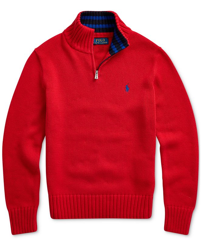 Polo Ralph Lauren Big Boys Cotton Half-Zip Sweater, Created for Macy's ...