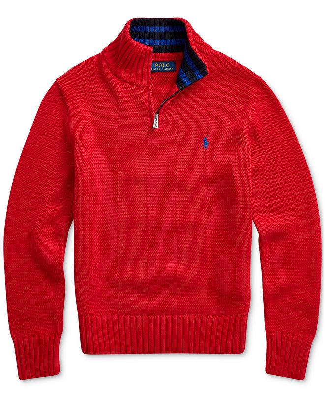 Polo Ralph Lauren Big Boys Cotton HalfZip Sweater, Created for Macy's