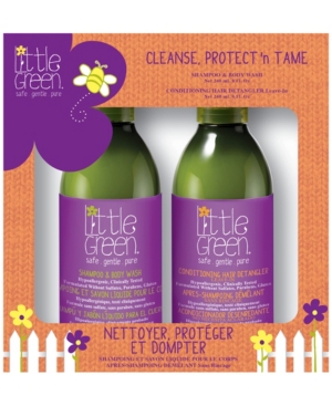 Shop Little Green Kids Cleanse, Protect 'n' Tame Set Of 2, 16 Oz. In Burnt Oran