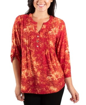 image of Ny Collection Printed Pleated Top