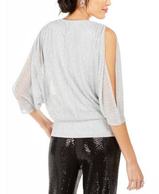 Split-Sleeve Metallic Blouson Top