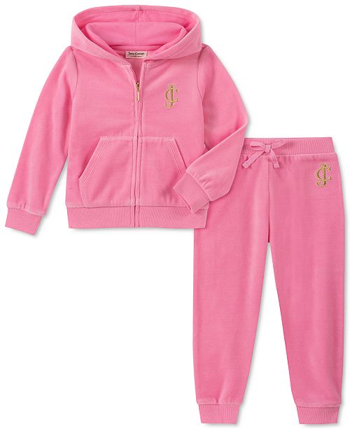 Juicy Couture Toddler Girls 2 Pc Velour Hoodie Jogger Pants Set