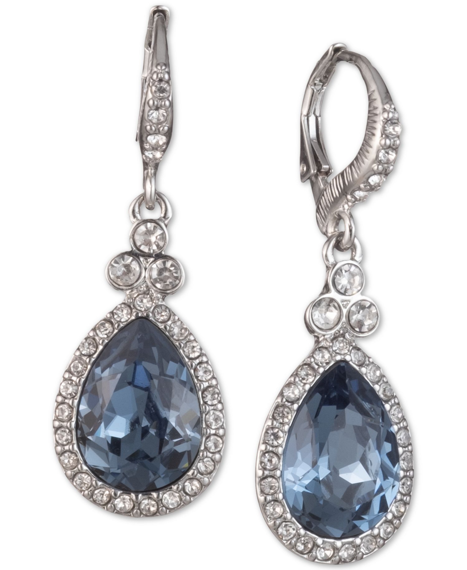 Pav&eacute; & Colored Stone Drop Earrings