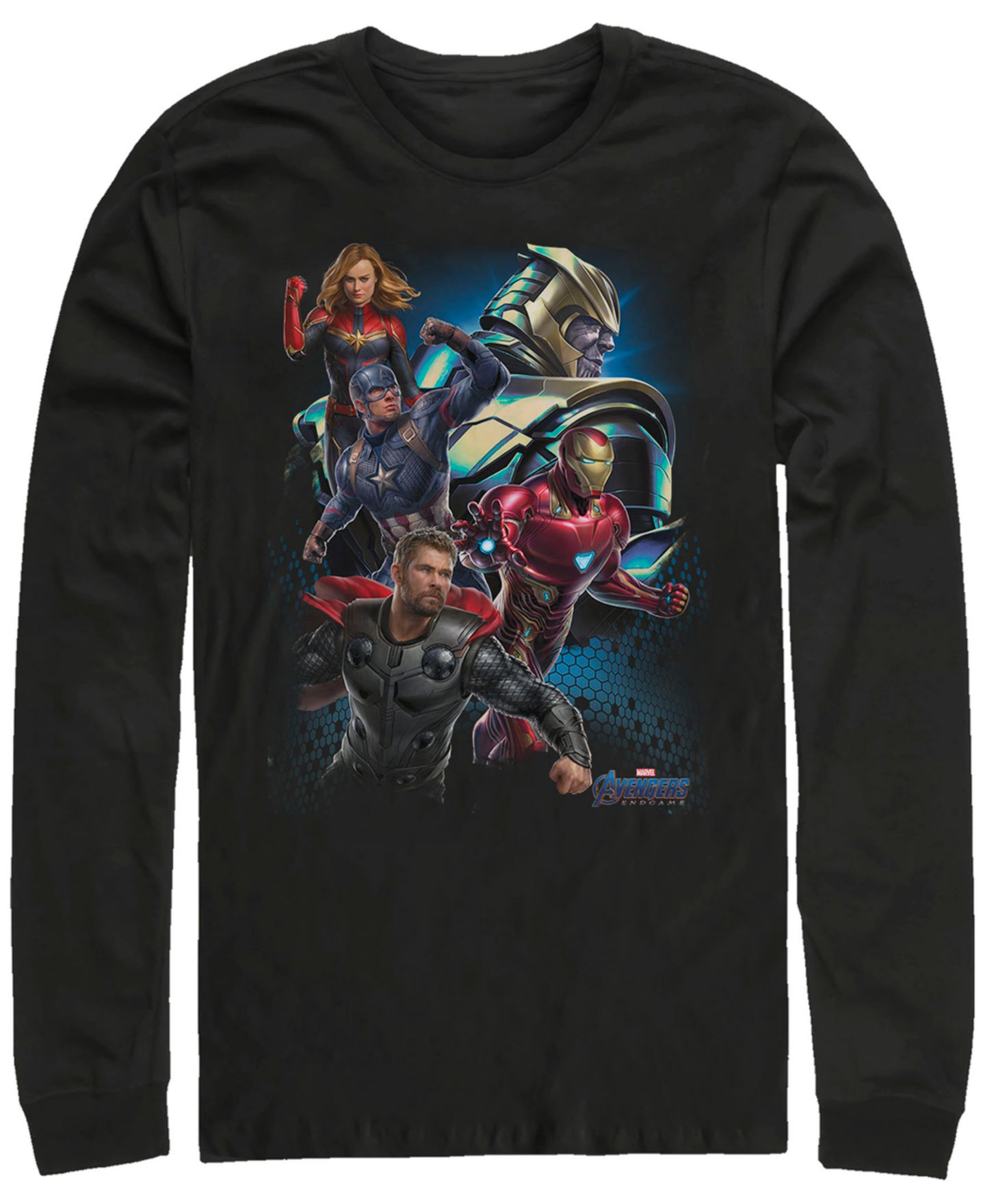 Мужская футболка Fifth Sun Marvel Avengers Endgame Group Action Pose, Long Sleeve, цвет: Чёрный — фото 1