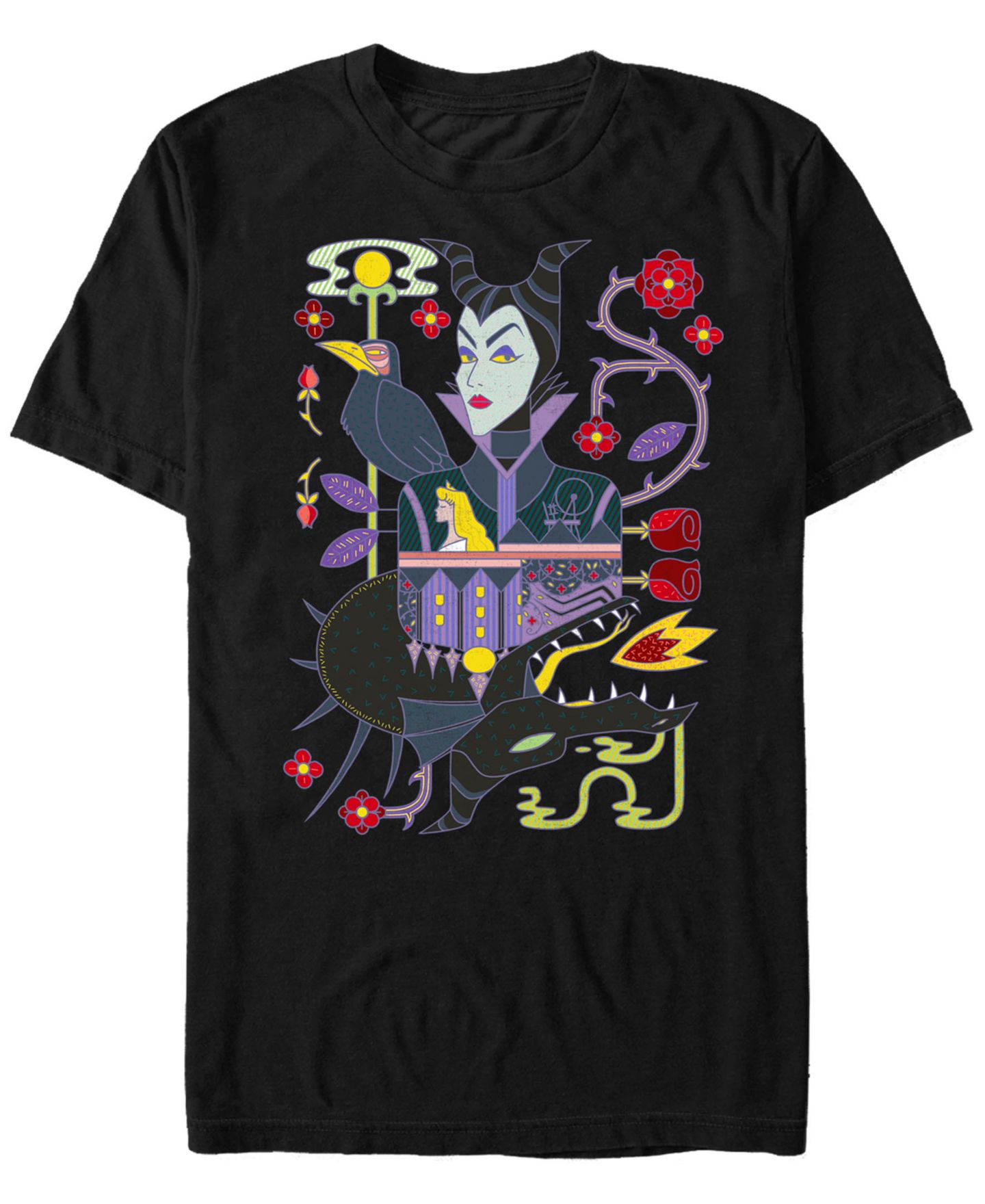 Мужская футболка Fifth Sun Disney Sleeping Beauty Maleficent Playing Card, Short Sleeve, цвет: Чёрный — фото 1