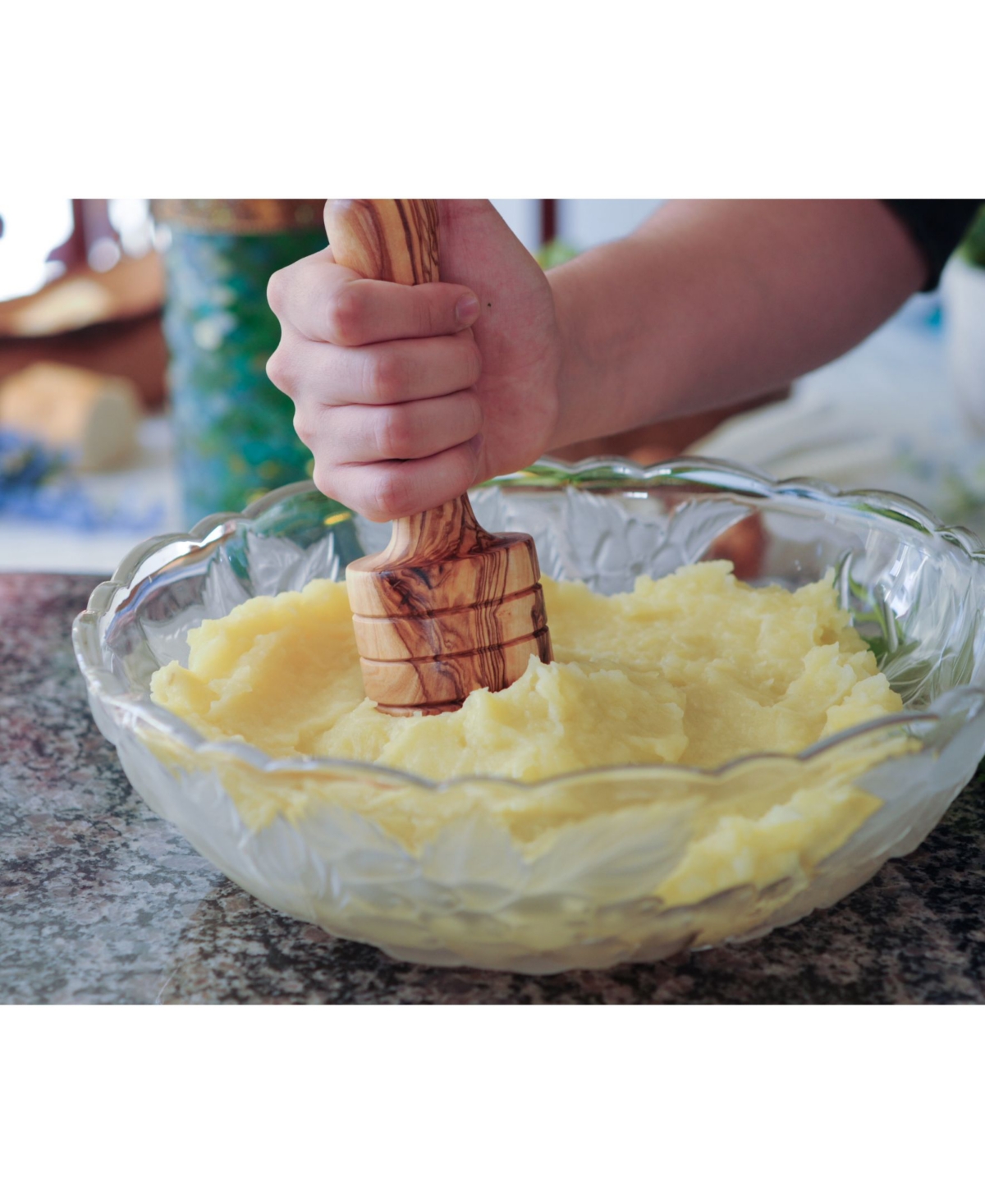 BeldiNest Olive Wood Potato Masher