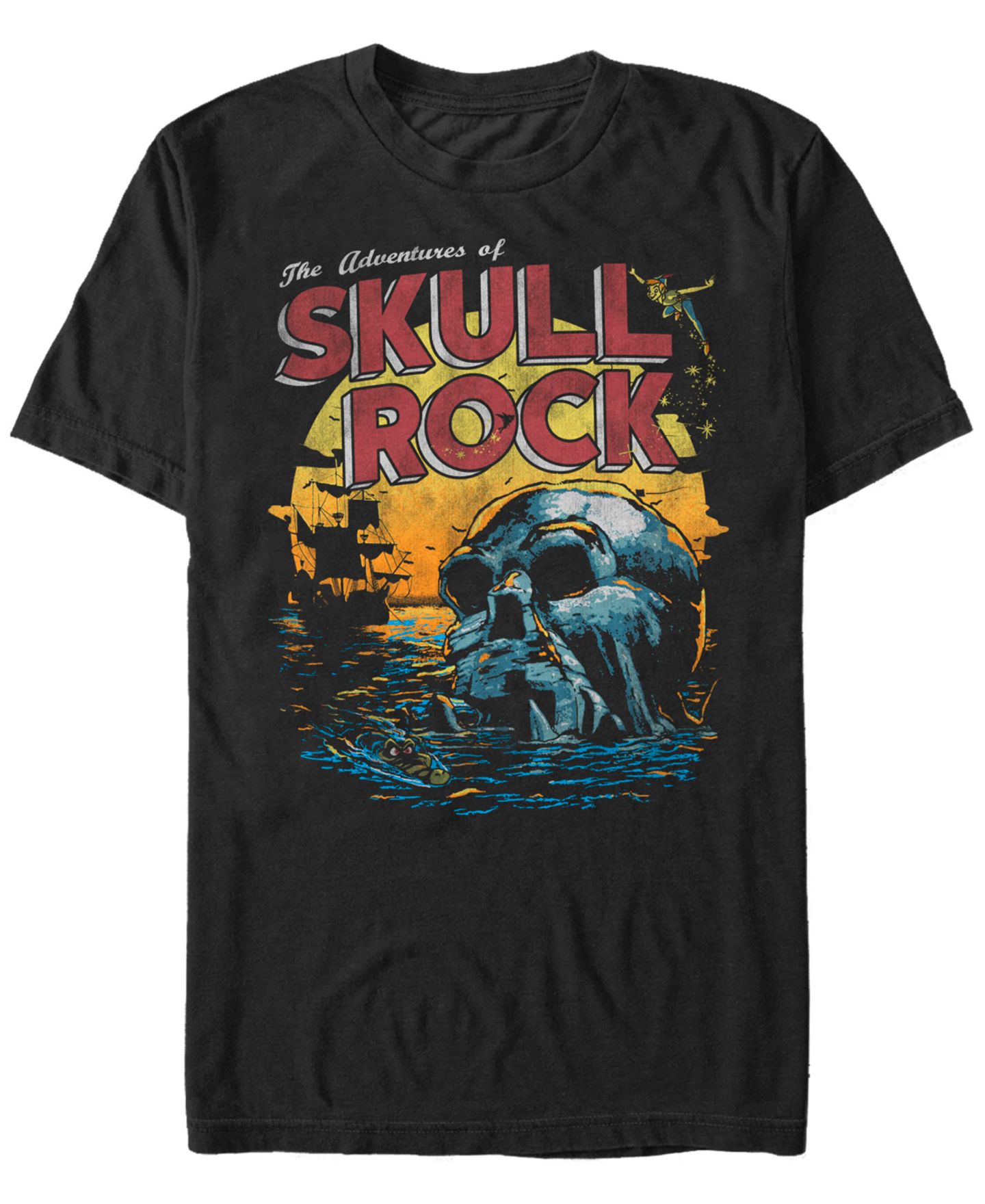 Мужская футболка Fifth Sun Disney Peter Pan Skull Rock Vintage Inspired Sunset Poster, Short Sleeve, цвет: Чёрный — фото 1