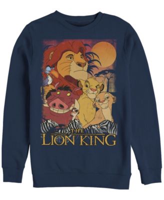 Disney Men's Lion King Happy Group Shot Sunset, Crewneck Fleece