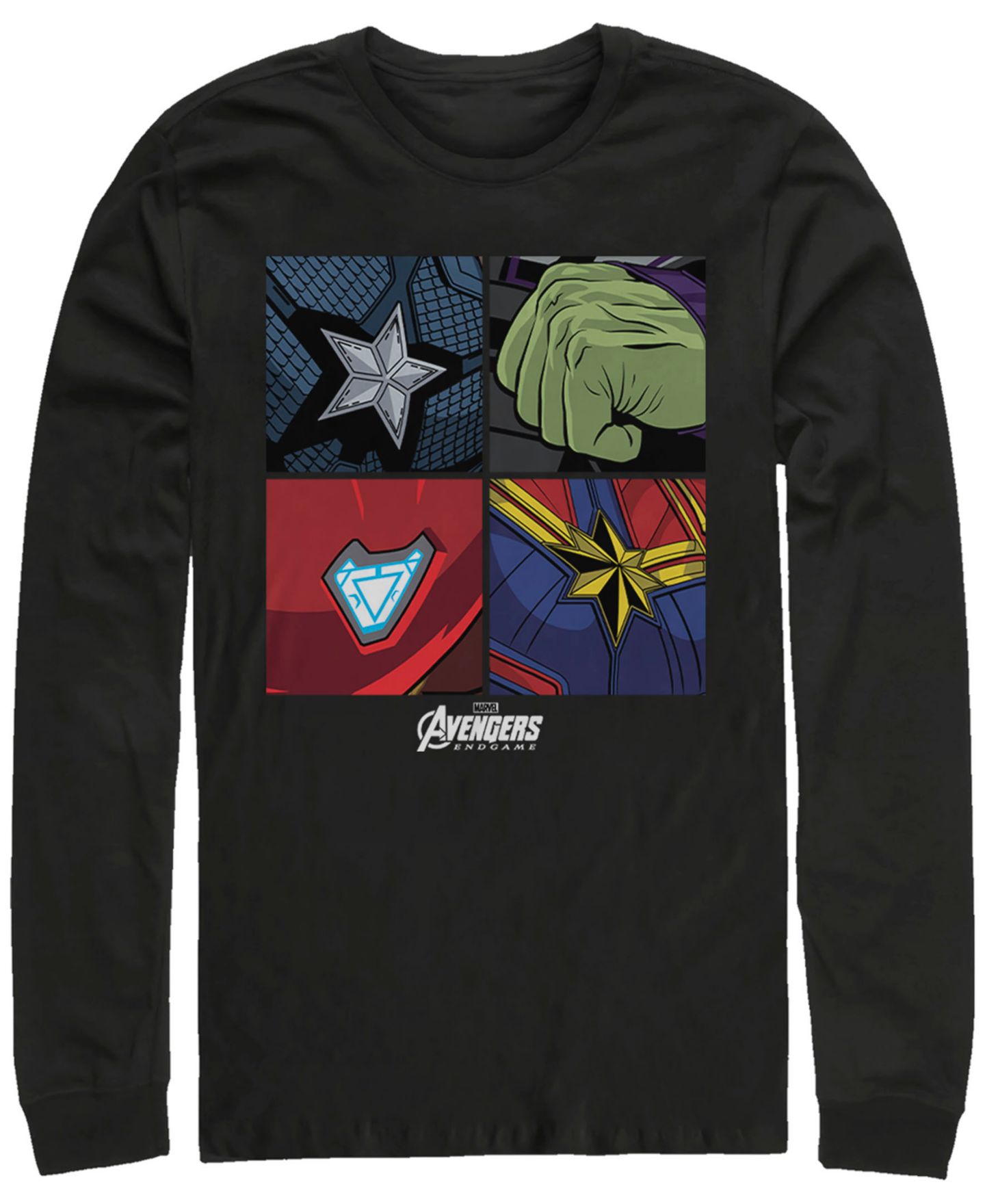 Мужская футболка Fifth Sun Marvel Avengers Endgame Box Up Hero Logos, Long Sleeve, цвет: Чёрный — фото 1