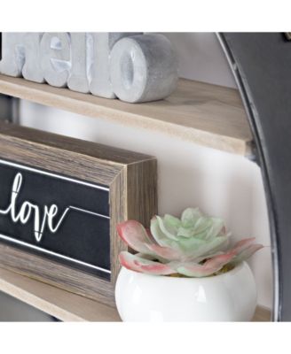 American Art Decor and Wood Round Hanging Wall Shelf with Strap