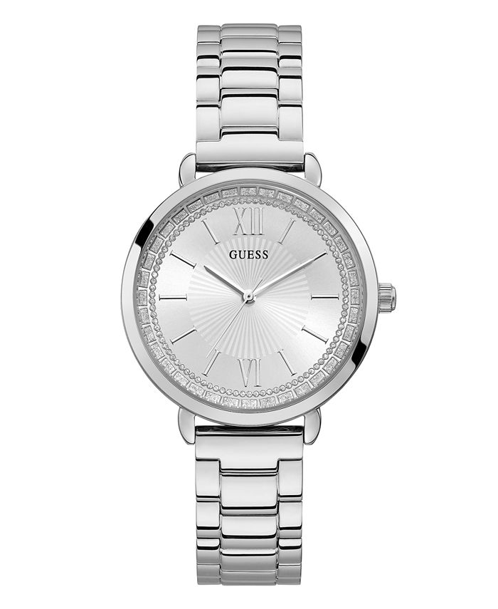 GUESS Women's Silver-Tone Stainless Steel Watch, 38mm - Macy's