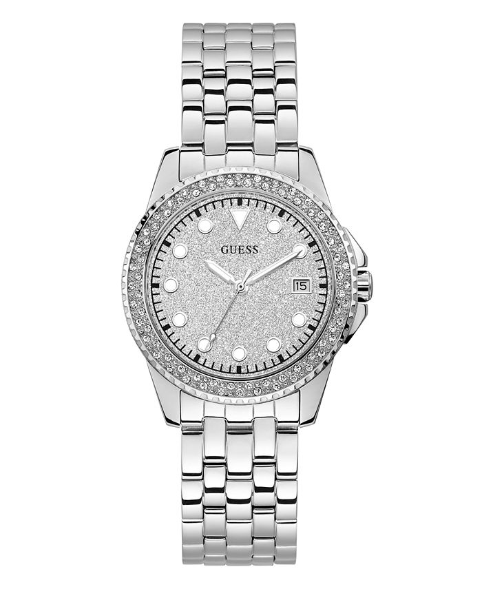råd Playful oversøisk GUESS Women's Silver-Tone Stainless Steel Glitz Watch, 36mm & Reviews -  Macy's