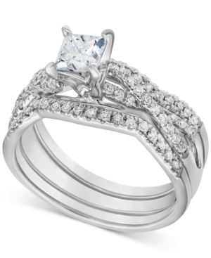 image of Diamond 3-Pc. Princess Bridal Set (1 ct. t.w.) in 14k White Gold