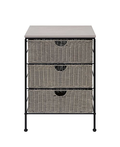 4d Concepts Autumn 3 Drawer Chest With Wood Top Wicker And Metal