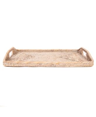 Shop Artifacts Trading Company Rattan Rectangular Tray High Handles In Off-white