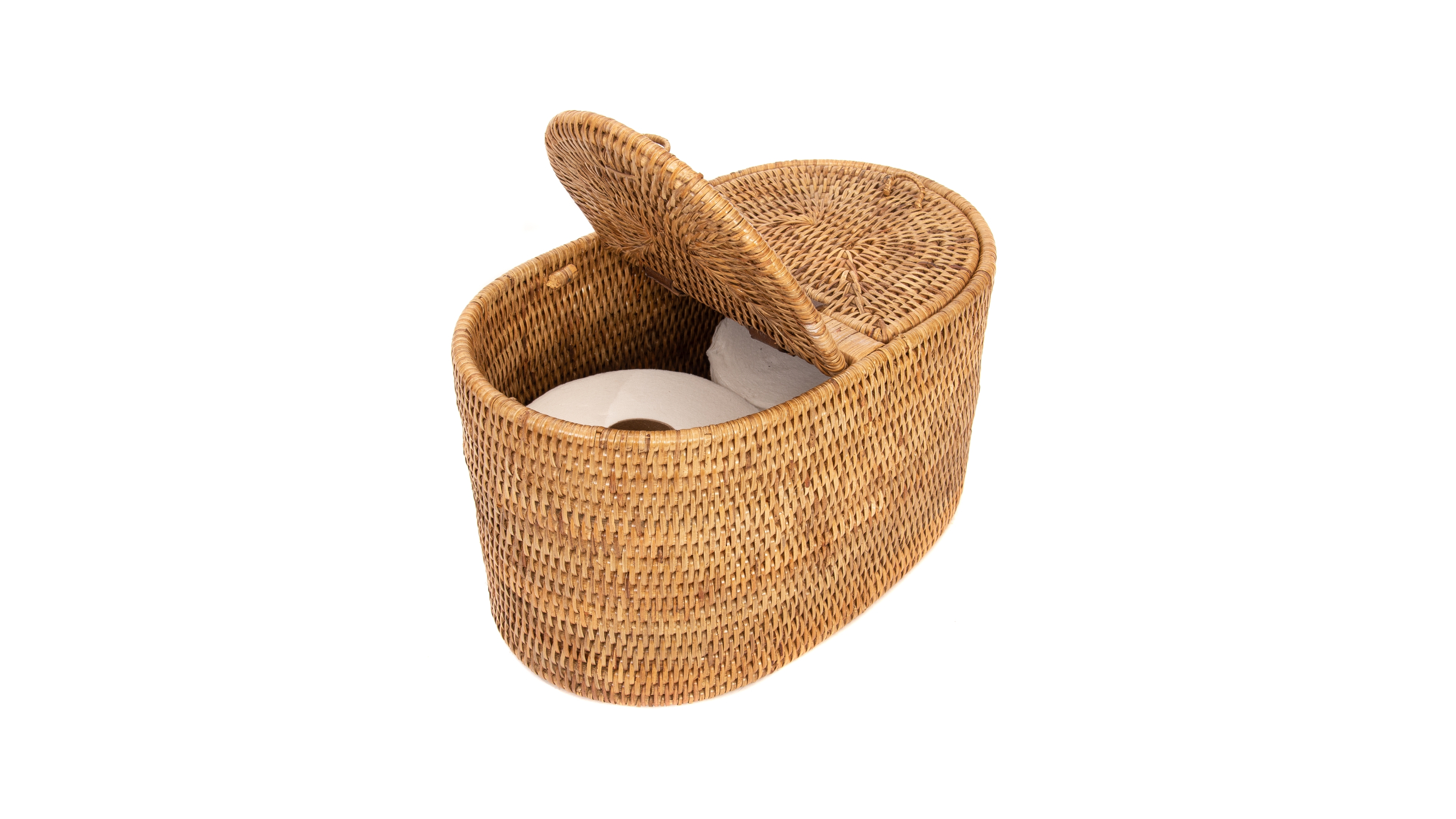 Artifacts Rattan Oval Double Tissue Roll Box