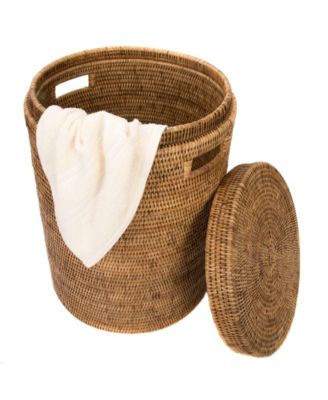 Artifacts Trading Company Rattan Round Hamper with Lid