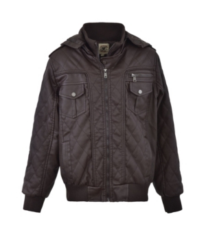 image of American Culture Little Boys Zip Front Diamond Quilted Design Bomber with Detachable Hood