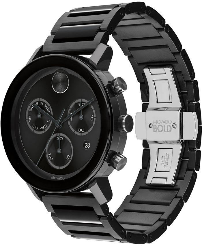 Movado Men's Swiss Chronograph Bold Evolution Black IonPlated Steel