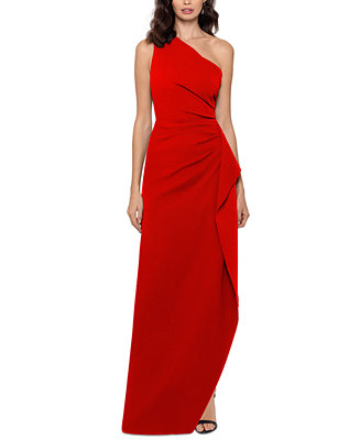 XSCAPE Ruched One-Shoulder Gown - Macy's