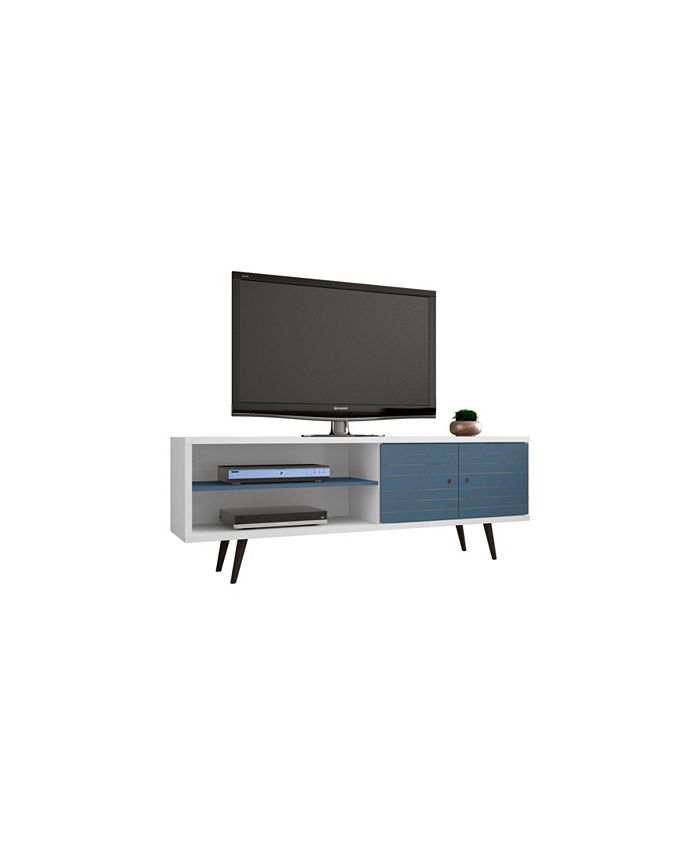 Manhattan Comfort Liberty 62.99" Mid Century Modern TV Stand with 3 Shelves and 2 Doors Macy's