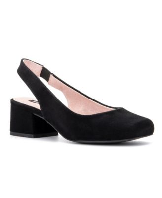 navy block heel slingbacks