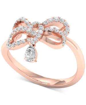 image of Diamond Pear Bow Ring (1/3 ct. t.w.) in 10k Rose Gold