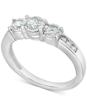 image of Diamond Three-Stone Ring (1/2 ct. t.w.) in 14k White Gold