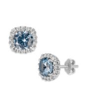 Giani Bernini Fine Crystal Round Halo Stud Earrings in Sterling Silver:  Blue: Blue