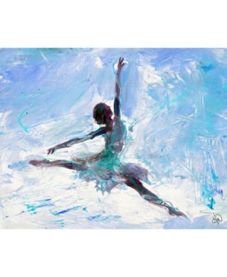 Grande Jete Ballerina in Blue Abstract 24" x 20" Canvas Wall Art Print
