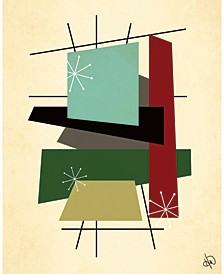 Retro Thoughts II in Mint, Olive Rust 20" x 16" Canvas Wall Art Print